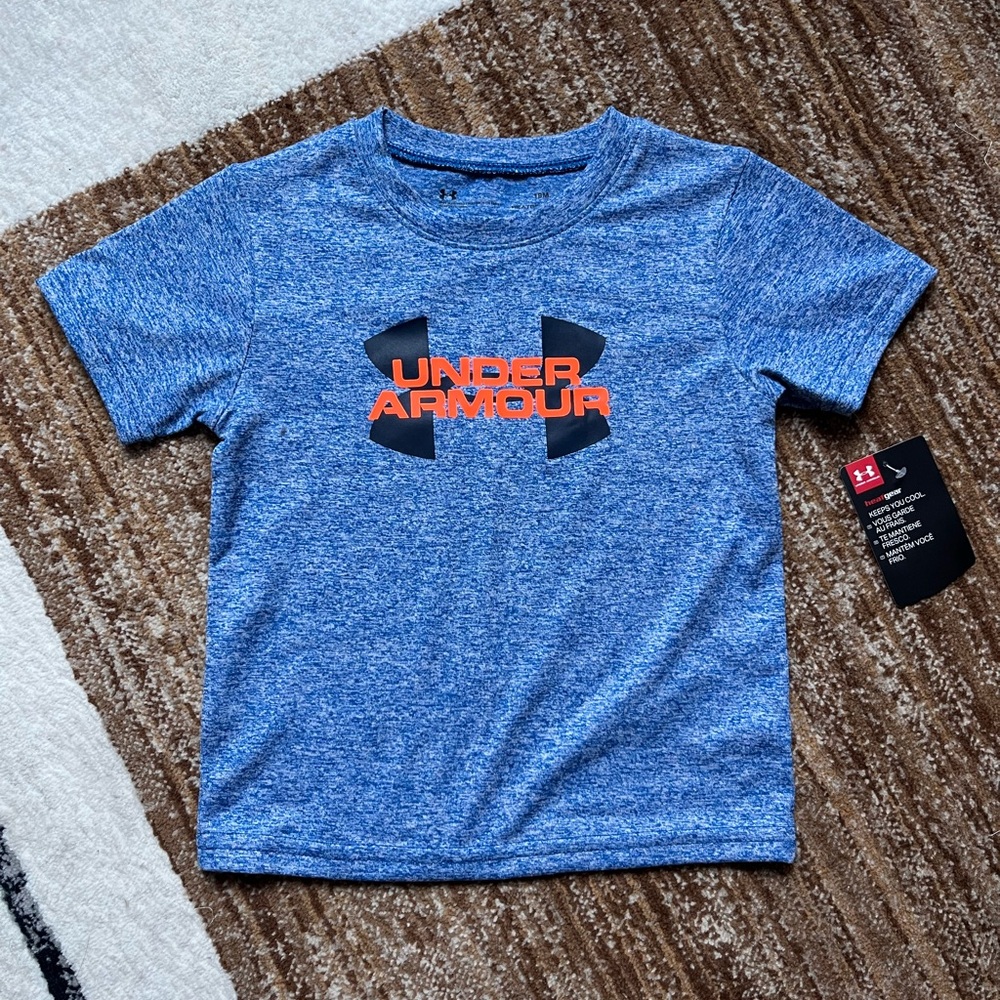Under Armour Kids Blue Tee with Orange Accents